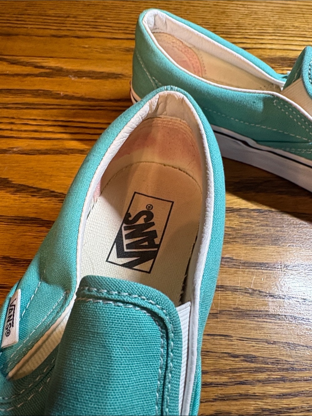 Vans Slip-On Athletic Shoes in Teal and White - Picture 6 of 7